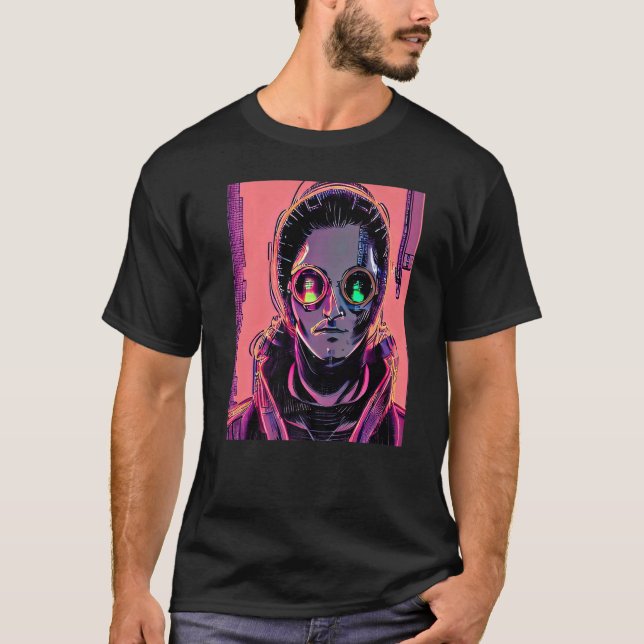 Camiseta Design de Geek para computador com hacker Cyberpun (Frente)