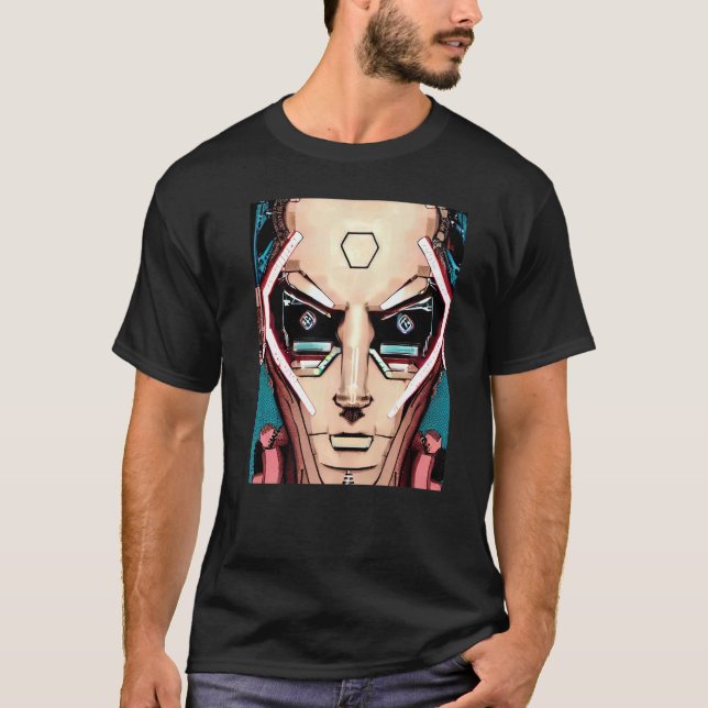 Camiseta Design de Geek para computador com hacker Cyberpun (Frente)