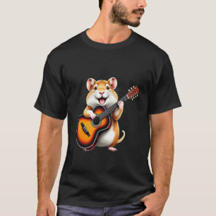 Camiseta Design de Gerbil Engraçado Tocando Guitarra para A