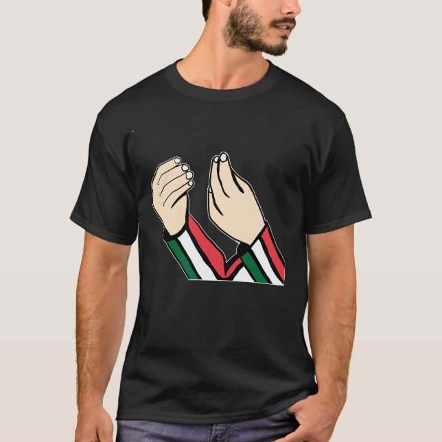 Camiseta Design de Gesto de Mão Italiano com Bandeira Itali (Frente)