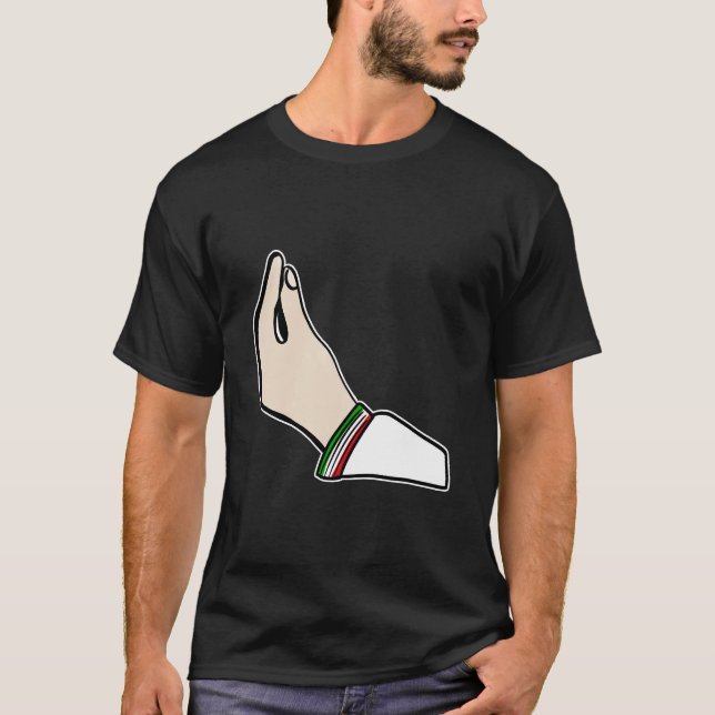 Camiseta Design de Gesto de Mão Italiano com Bandeira Itali (Frente)