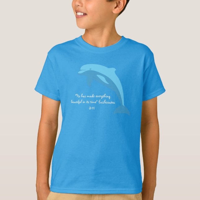 Camiseta Design de golfinho azul com verso bíblia Eclesiast (Frente)