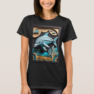 Camiseta Design de golfinhos de papel 3D