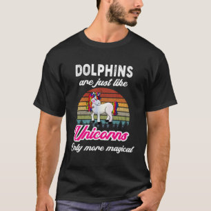 Camiseta Design de Golfinhos Engraçado Retro Unicorn Vintag