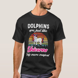 Camiseta Design de Golfinhos Engraçados Retro Unicorn Vinta