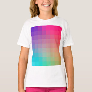 Camiseta Design de Gradação de Píxeis Coloridos do Arco-
