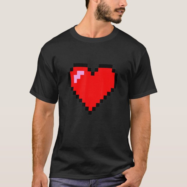 Camiseta Design de Gráfico de 8 Bits do Coração Pixel (Frente)