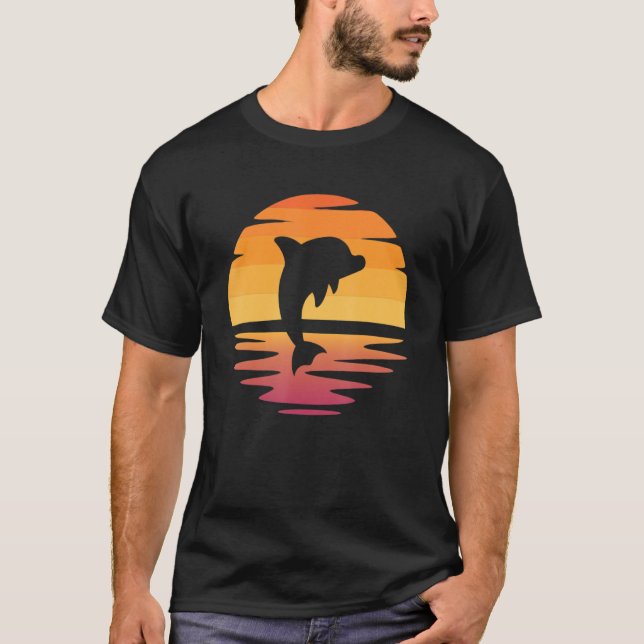 Camiseta Design de Gráfico de Verão de Sunset Dolphin (Frente)