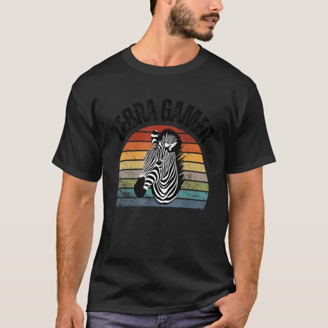 Camiseta Design De Gráfico De Zebra Gamer Para Crianças Jog (Frente)