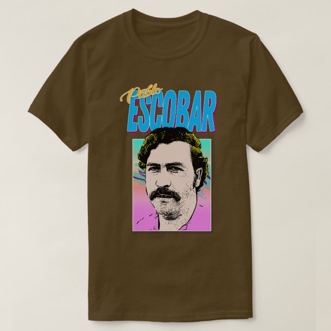 Camiseta Design de Gráfico Retroativo Estilado Pablo Escoba (Frente do Design)
