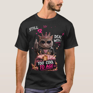Camiseta Design de Grafite Neon de Aniversário de Gato Selv