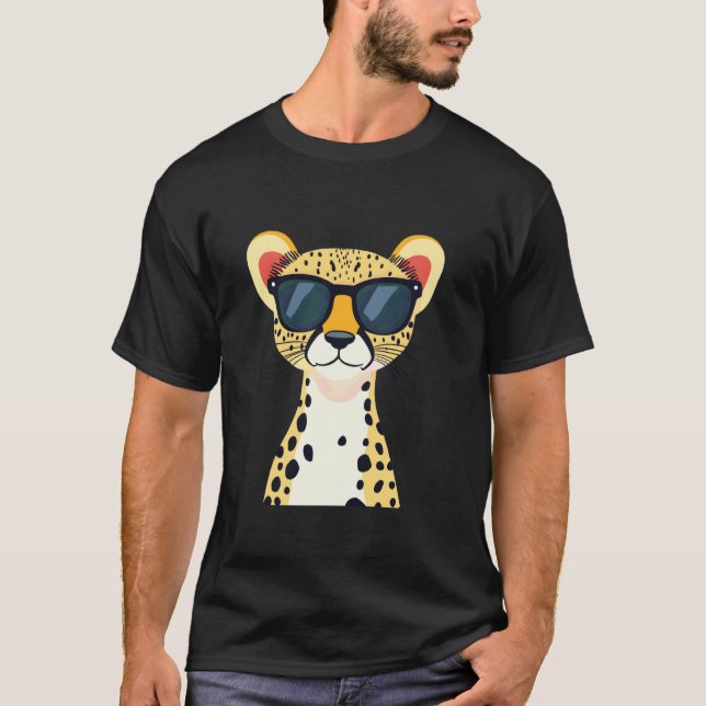 Camiseta Design de Guepardo Resfriado com Óculos de Sol (Frente)