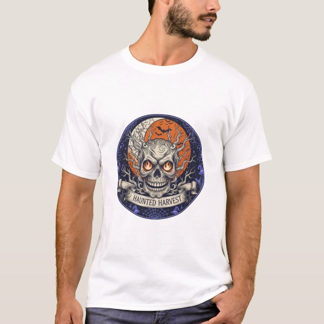 Camiseta Design de Halloween da Colheita Assombrada (Frente)