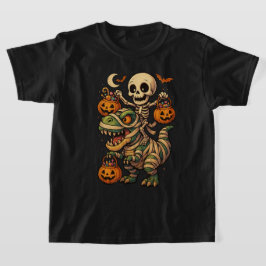 Camiseta Design de Halloween de Skeleton e múmia T-Rex