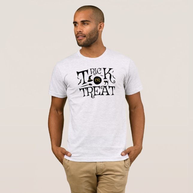 Camiseta Design de Halloween doce ou travesso (Frente Completa)