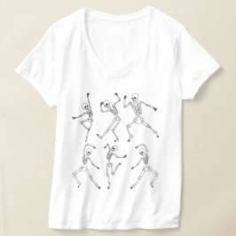 Camiseta Design de Halloween dos Skeletons Dançantes com Pu