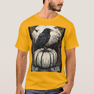 Camiseta "Design de Halloween Gótico com Símbolos Satânicos