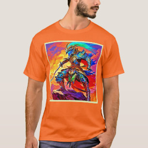 Camiseta Design de Herói Armado Vibrante
