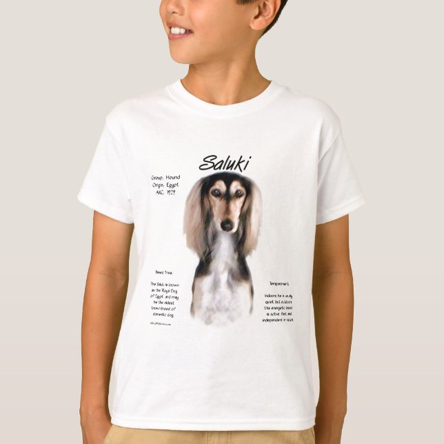 Camiseta Design de História de Saluki (Frente)