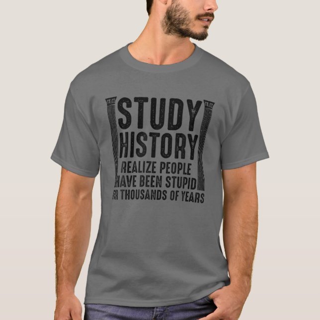 Camiseta Design de História Engraçada Mulheres História His (Frente)
