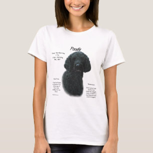 Camiseta Design de Histórico de Poodle (preto)