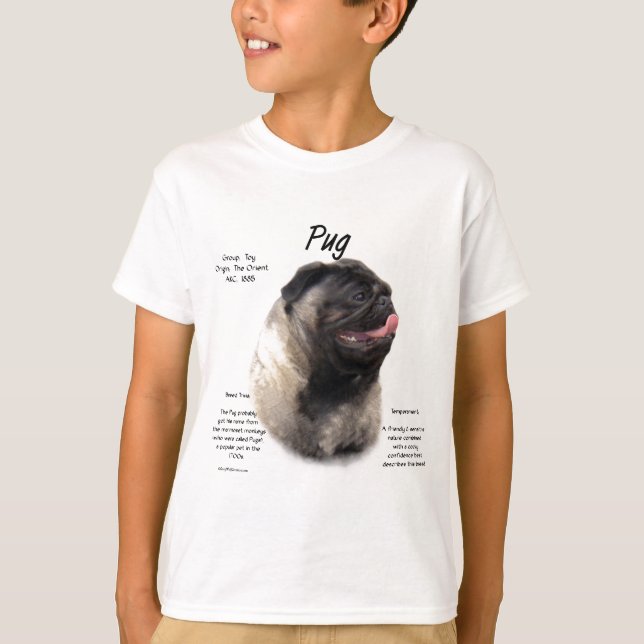 Camiseta Design de Histórico de Pug (Frente)