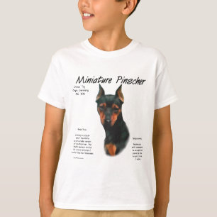 Camiseta Design de histórico do Pinscher Miniatura (preto/f