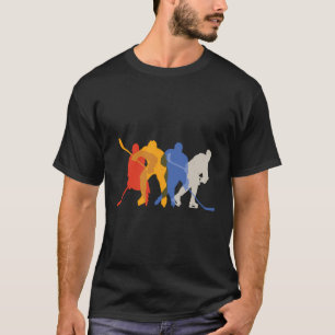 Camiseta Design de Hóquei no Gelo com Silhou, Jogadores de