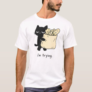 Camiseta Design de Humor de Gato de Compras Mínimo,