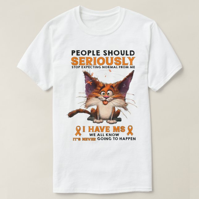 Camiseta Design de Humor de Gato de Conscientização da EM D (Frente do Design)
