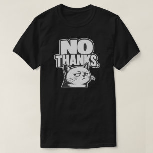 Camiseta Design de Humor de Gato Minimal Sem Obrigado