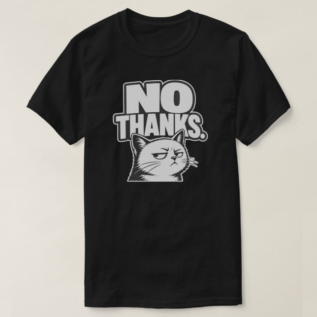 Camiseta Design de Humor de Gato Minimal Sem Obrigado (Frente do Design)