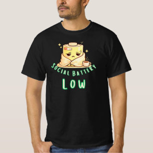 Camiseta Design de Humor de Introvertido Bateria Social Bai