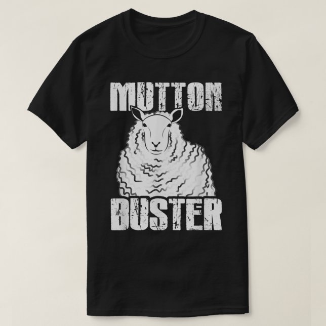Camiseta Design de Humor de Rodeio de Ovelhas Mutton Buster (Frente do Design)