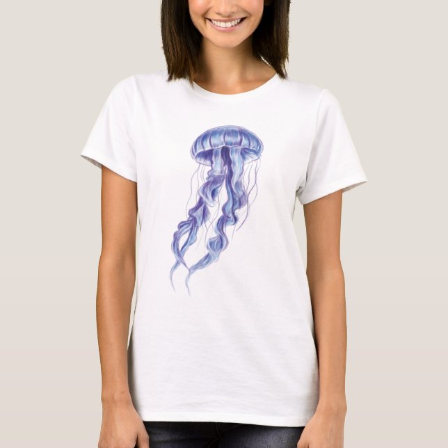 Camiseta Design de ilustração da medusa púrpura (Frente)