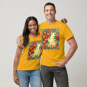 Camiseta Design de Ilustração Floral de Queda Festiva