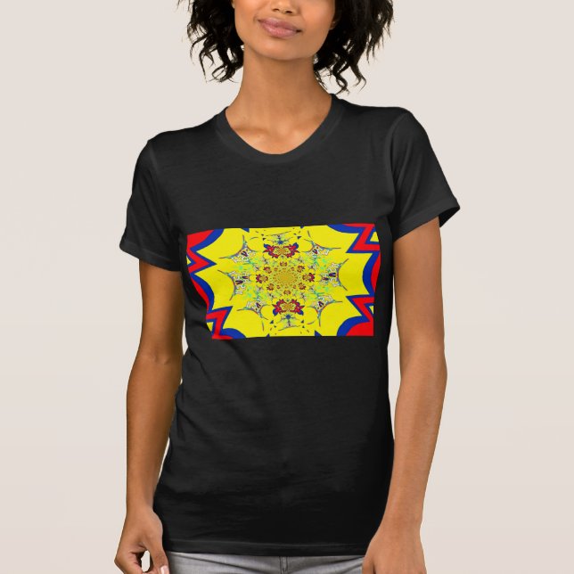 Camiseta Design de Impressão de Arte com Damasco Brilhante  (Frente)