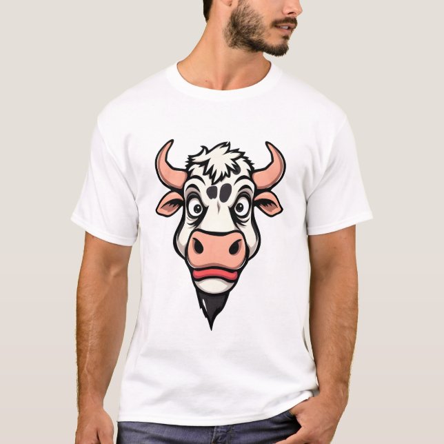 Camiseta Design de Impressão de Vaca de Cartoon (Frente)