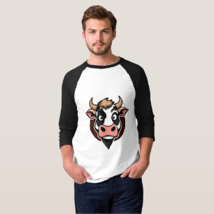 Camiseta Design de Impressão de Vaca de Cartoon