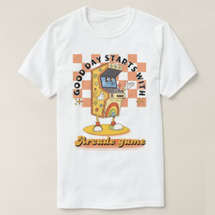 Camiseta Design de Início de Dia de Arcade Retro