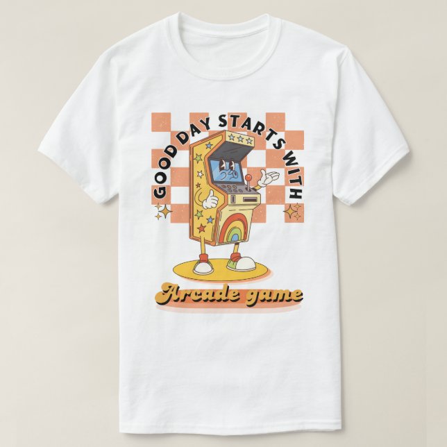 Camiseta Design de Início de Dia de Arcade Retro (Frente do Design)