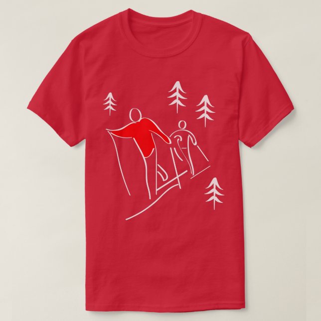 Camiseta Design de inverno de Skiing Cruzado Ilustrado (Frente do Design)