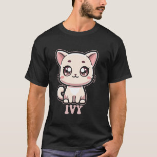 Camiseta Design de Ivy Gatinho Gato Fofo para Meninas Nome