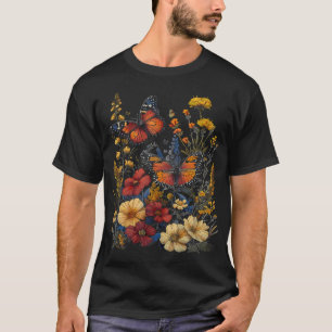 Camiseta Design de Jardim de Polinizadores Flores Silvestre