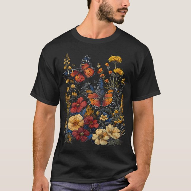 Camiseta Design de Jardim de Polinizadores Flores Silvestre (Frente)