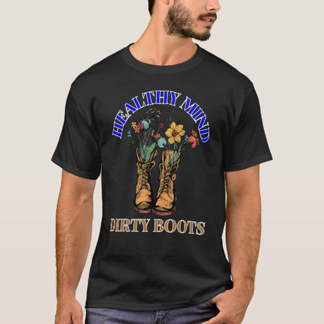 Camiseta Design de jardinagem calmante mente saudável e bot (Frente)