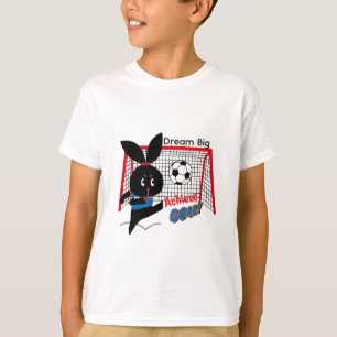 Camiseta Design de jogador de futebol coelho preto fofo