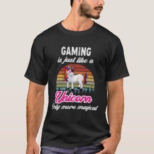 Camiseta Design de Jogos Engraçado Retro Unicorn Vintage Su