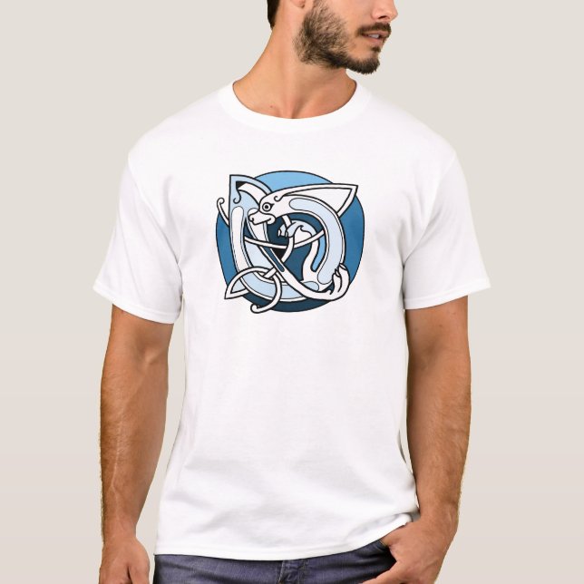 Camiseta Design de Knotwork do céltico - cão azul (Frente)