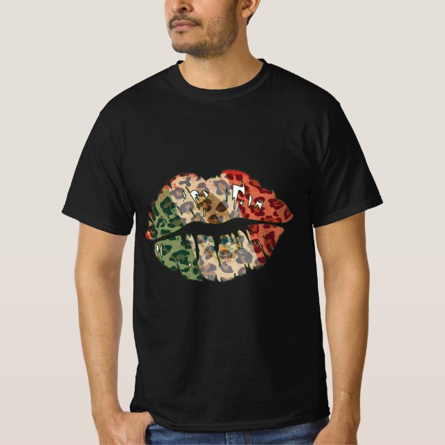 Camiseta Design de Lábios de Sinalizador Mexicano Negrito (Frente)